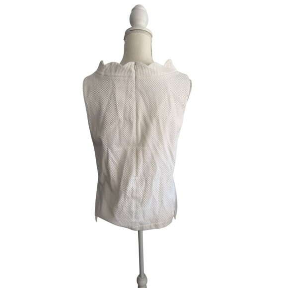 SARA CAMPBELL White Scalloped Cotton Blend Tank Top Size Medium - Picture 7 of 10